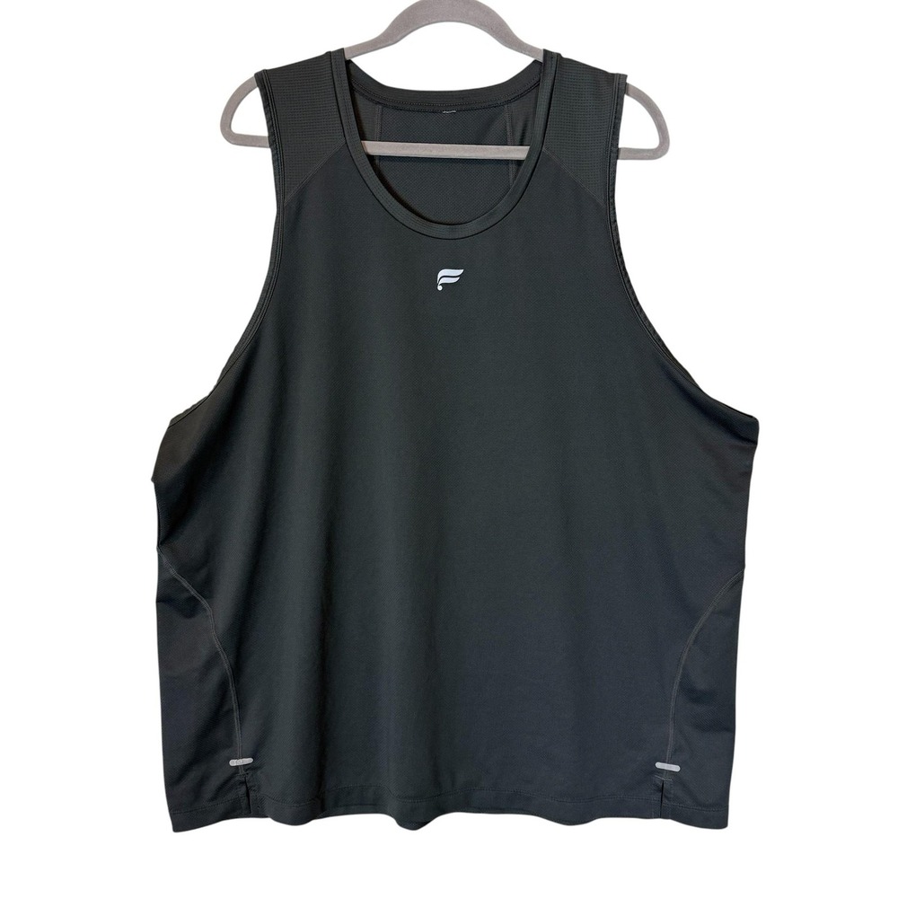 Fabletics Tank Top Mens XL Gray Mesh Running Sleeveless Athletic Performance